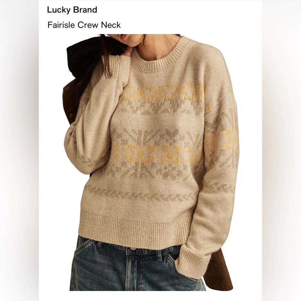Lucky Women's Cream and Yellow Patterned Sweater